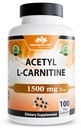 NaturaLife Labs Acetyl L-Carnitine (ALCAR) 1500 mg por Serving – 100 Capsules – No Gluten-Free, Vegan