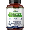 Zazzee Extra Strength Citicoline, 500 mg por Serving, 100 cápsulas Vegan, Formulario CDP superior, 100% Vegetariano y Grado Farmacéutico, 50-Day Supply, All-Natural and Non-GMO