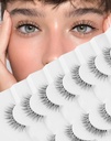 Natural Falso pestañas Banda clara Lashes Natural Look Jiocolor Wispy Faux Mink Lashes Demi-wispies Fake Lahes 12MM 7 Parejas Wispy Dream(7mm-12mm)