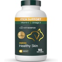 VetriScience Omega Healthy Skin Capsules, Omega 3.6.9 Suplemento de aceite de pescado para perros y gatos, salud de la piel, crecimiento de la carne, reducción de la cama, más de 750 mg ácidos grasos Omega por cápsula, Gel Caps, 90 Conde