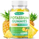 Potasio Citrate Gummies 1000mg, suplemento de potasio de alta potencia Gummies para adultos Mujeres &amp; Hombres, Apoyo Leg Cramps &amp; Muscle Health, Sugar-Free, Pineapple Flavor, 60 Condes