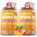 Vitamina B2 Gummies tóxico Riboflavin 400mg para adultos y niños que viven con Magnesium &amp; CoQ10 para la energía y el alivio de la migraña ¦ Sugar Free B2 Vitamina VIT B ← Non GMO, Vegan, 120 Condes
