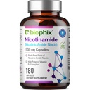 biofijo B-3 Nicotinamida 500 mg 180 Caps - Niacina Niacina libre de fluido natural Fórmula - Apoyo a la salud de células de la piel