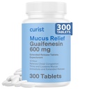Curist Guaifenesin 600 mg Extended Release Tablets (300 Tablets sin tinte) - Expectorant Mucus Relief, Generic Guaifenesin 600 mg, (Bulk Pack)