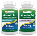 Mejores Naturales Vitamina B1 como Mononitario de Thiamine 500 mg &amp; Vitamina B2 (Riboflavin) 400 mg