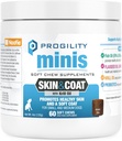 Nootie Progility Mini Skin &amp; Coat Suplemento para perros pequeños, Fish Oil Supports Healthy Skin & Coat, 60 Soft Chews per Container