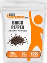 BulkSupplements.com Pólvora Extracto Negro - Suplementos de Pepper Negro, Suplementos de Piperina - Vegan & Gluten Gratis, 20 mg por Serving, 50g (1.8 oz) (Pack de 1)