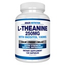 Arazo Nutrition L-Theanine 250mg (Extra Strength) con Inositol 100mg, 120 capsules Vegetarian