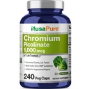 NusaPure Chromium Picolinate 1000mcg 240 Veggie Capsules (No-GMO, Vegan)