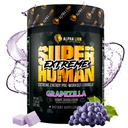 ALPHA LION Superhuman Extreme High Stim Pre Workout Powder, Beta Alanine, L-Taurine &amp; 356mg Tri-Source Caffeine for Sustained Energy, Nitric Oxide & Citrulline for Pump (21 Servings, Grape Flavor)