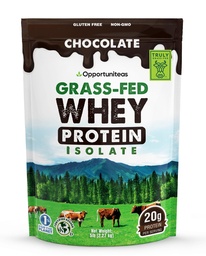 Opportuniteas Grass Fed Chocolate Whey Protein Isolate Powder - 20g Protein Powder Sin Sweeteners artificiales, Vacas sin hormonas, No GMO - 5lb