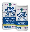 Planeta Vital - Vital Flora Ultra Daily Probiótico 60 Billones CFU, 60 Strains Diversos, 7 Prebióticos Orgánicos, Apoyo Inmunitario, Estante de Salud Digestivo Probióticos Estables para Mujeres y Hombres 60 cápsulas