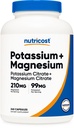Nutricost Potasio (99 mg) Magnesio (210 mg) Citratas, 240 cápsulas - No GMO, Gluten Gratis