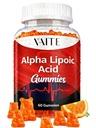 Alfa Lipoic Acid Gummies 1000mg, ALA Suplemento para Cerebro &amp; Nerve Support, Antioxidante, Energía – No GMO, Vegan, Gluten-Free – 60 Chewables para Vitalidad y Confort para Hombres &amp; Mujeres