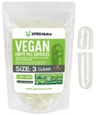 XPRS Nutra Size 3 Empty Capsules - 100 Cuentas Clear Empty Vegan Capsules - Vegetarian Pills - DIY Vegetable Capsule Filling - Veggie Pill Caps