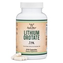 Litio Orotate 5 mg de Litio Elemental para Cognición y Salud Cerebro, 210 cápsulas (Tercera Parte Probada, Segura Vegana, No GMO) por Suplementos de Madera Doble