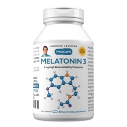ANDREW LESSMAN Melatonin-3 mg - 60 Capsules - Physiologically Balanced Levels to Naturally Promote Restful Sleep. Regulates Daily Circadian Rhythm. Facilitates Sleep. No Morning Hangover