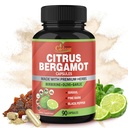 Orgánica Cadane Citrus Bergamot Suplemento Extracto Cápsulas, 90 Cápsulas, 3 Meses Suministro &amp; Berberine, Olive, Guggul, Ajo, Pine Bark, Black Pepper