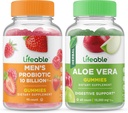 Probiótico de hombres vitales 10 billón + Aloe Vera, Gummies Bundle - Gran Tasting, Suplemento de vitamina, Gluten Gratis, GMO Gratis, Chewable Gummy