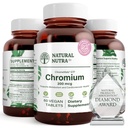 Natural Nutra GTF Chromium Polynicotinate con ChromeMate, apoya el metabolismo corporal, promover la salud corporal, la salud cardiovascular 200 mcg, 60 tabletas Vegan