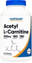 Nutricost Acetyl L-Carnitine (ALCAR) 500mg, 180 Capsules, 180 Servings - No GMO y Gluten Free, 1 Cápsula por Serving