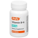 Vitamina de Rugby B-6 Tablas - 100 mg de vitamina B6 - Suplemento dietético - 100 Cuenta