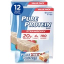 Barras de proteína puras, alta proteína, nutriciosas serpientes para apoyar energía, bajo azúcar, sin gluten, yogur griego de fresa, 6 bares cada 1,76 Oz, paquete de 2