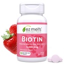 EZ Melts Biotina dissolvable 5,000 mcg, Pelo, Skin &amp; Nail Support, Sugar-Free, Suministro de 3 meses - 1 Pack