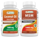 Mejores Naturales Extra Virgen aceite de coco 1000 mg &amp; MSM 1000 mg