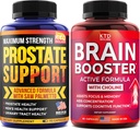 Soporte de próstata para Hombres &amp; Nootropic Brain Support Suplemento - Made in USA - Saw Palmetto Capsules - Bacopa Monnieri &amp; DMAE Suplemento