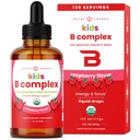 NutraChamps Complejo de vitamina B para niños, B1, B2, B3, B6, B7, B9 &amp; Methyl B12, Kids B Complex Liquid Drops Suplemento, Energía, Focus, Metabolismo, Berry natural, 120 Servings, 4 Month Supply