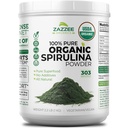 Zazzee USDA Organic Spirulina Powder, 2.2 Libras (1 KG), 303 Servings, Certified Kosher, 100% Pura, No-Irradiada, Contenedor de Mouth Ancha Libre de Mess, Fresco y Taste Neutral, No-GMO, Made in USA
