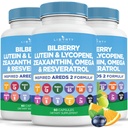 Vitaminas de salud ocular con frambuesa, luteína " Zeaxanthin, Lycopene, Resveratrol, Grape Seed Extract Flaxseed Astaxanthin- AREDS 2-180 cápsulas