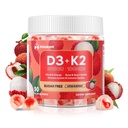 Vitamina D3 K2 Gummies w/Magnesium Sugar Gratis - 90 Conde Ø D3 Vitamina 5,000 UI + K2(MK-7) 100 mcg - Vegan K2 D3 Suplemento de vitaminas, Altamente Absorbentes Soportes Hueso, Musculo, Mood &amp; Immune(Lychee Flavor)