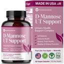 Pure D Mannose Capsules 1000mg Por Serve - Actuación rápida UTI Support - Urinary Tract Cleanse &amp; Bladder Health - Cranberry, D-Mannose, Dandelion, Hibiscus Flower - 60 Veggie Caps