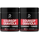 Graviola Soursop Leaves Capsules - 2 Packs 50 Capsules for 100-Day Supply - 11in1 Extracto con Elderberry, Turmeric, Ginger, Milk Thistle, Cranberry &amp; More - Soporte Mood, Immune & Body Health