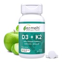 EZ Melts Dissolvable Vegan Vitamin D3 + K2 5,000 UI - Bone & Heart Health Support - Immune Function Support - No Artificial Flavors - Green Apple - 90 Dissolvable Tablets (90 Servings)