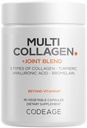 Codeage Multi Collagen Protein + Joint Blend Supplement, Hyaluronic Acid, Bromelain, Turmeric, Ginger, Boswellia, Astaxanthin - Hydrolyzed Bovine Collagen - 5 Tipos de colágeno - No GMO - 90 cápsulas
