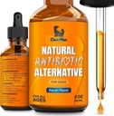 Antibióticos perros para infecciones, alergias, tos – Antibióticos naturales para perros con arándano Proporcionar atención de orinar y digestión – Ingredientes naturales + sabor de tocino – 2 Oz