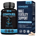 Conquer Mens Fertility Supplement - Testosterone Booster for Men w / Maca Root, Horny Goat Weed & Tribulus Terrestris - Male Fertility Supplement - Libido Booster for Men - Male Enhancement Pills -60Ct