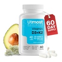 Vitamina D3 con K2-5000iu Vitamina D y 100 mcg Vitamina K Suplemento en una cápsula para la biodisponibilidad máxima - Mejora la absorción de calcio para la salud cardiovascular, inmunitaria y ósea (60 cápsulas)