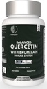 500mg Quercetina con cápsulas de bromelaina: Apoyo respiratorio No GMO Silencioso Gluten Libre Silencioso Apoyos Salud general y bienestar (60 cápsulas)