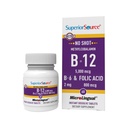 Fuente superior No Shot Vitamin B12 Methylcobalamin (5000 mcg), B6, ácido fólico, tabletas sublinguales de disuelve rápido, 60 Ct, aumento de energía, corazón sano, metabolismo de botas, apoyo al estrés, no GMO