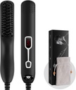 Beard Straightener Comb for Hombre - Upgraded Professional Electric Mens Beard Straightening Heated Brush Portable Anti-Scald 5 Temperaturas ajustables & pantalla LCD con Carrying Bag