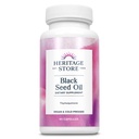 HERITAGE STORE Black Seed Oil Liquid Capsules 650mg, Nigella Sativa Oil Suplemento con Thymoquinone, Omega 3 6 9, Antioxidante, Colesterol, Digestivo, Conjunto &amp; Soporte Inmuno*, Vegan, 45 Serv, 90ct