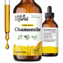 Wild &amp; Organic Chamomile Flowers Tincture - Suplemento de calma para la relajación - Chamomile Extract Liquid Drops - Vegan, Azúcar &amp; Alcohol-Free - 4 fl oz