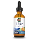 KAL D3 K2 DropIns 125 mcg / 500 mcg Liquid Vitamin D3 K2 Drops, Bone Health, Heart Health and Immune Support Supplement, Natural Citrus Flavor, 60-Day Money Back Guarantee, Aprox. 59 Serv, 2 FL OZ