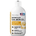 Aceite de salmón para perros - Aceite de pescado de primera calidad para la piel y la carne - Omega 3 Suplemento - Apoyo Esquí picante - 8 oz líquido - Aceite de salmón de perro noruego - Suplemento de perro esencial