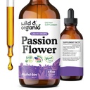 Wild &amp; Organic Passion Flower Tincture - Mood Support - Calming Passionflower Supplement - Passiflora Incarnata Liquid Extract - Vegan, Sugar &amp; Alcohol-Free Herb Drops - 4 fl oz