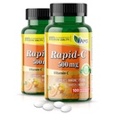 America Medic &amp; Science Rapid-C 500mg Vitamin C Supplement (2 Pack of 100 Tablets) Energy Booster, Daily Immune System Support, Antioxidant ¦ Vegan, Non-GMO Coated Ascorbic Acid for Adult Men &amp; Women